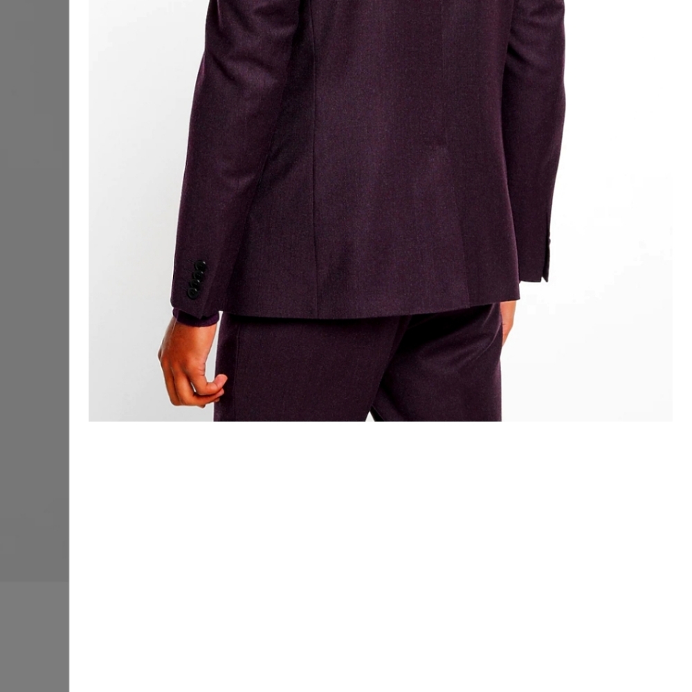 Slim Solid Raisin Flannel Suit Jacket